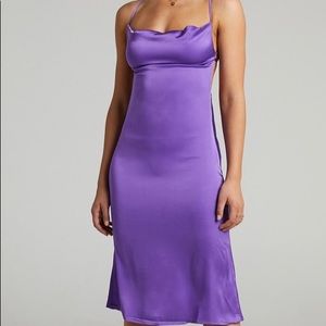 Weworewhat evening stretch Charmeuse dress in neon purple